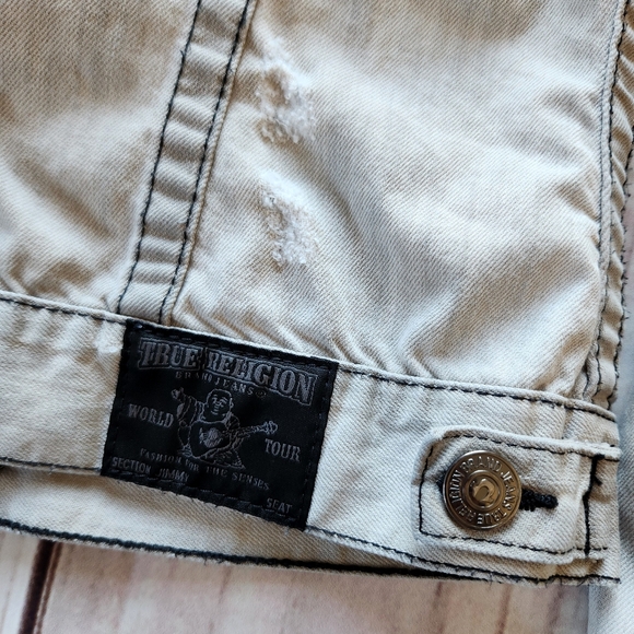 True Religion "Jimmy Rigid" Denim Jean Jacket Distressed Grey | Women's Size XS - Picture 6 of 10